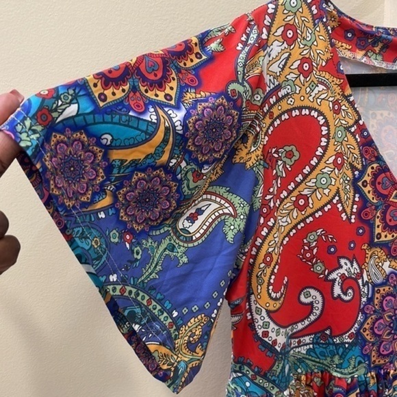 Floral Tiered‎ V-Neck A-Line Dress - M NWT - Picture 4 of 5